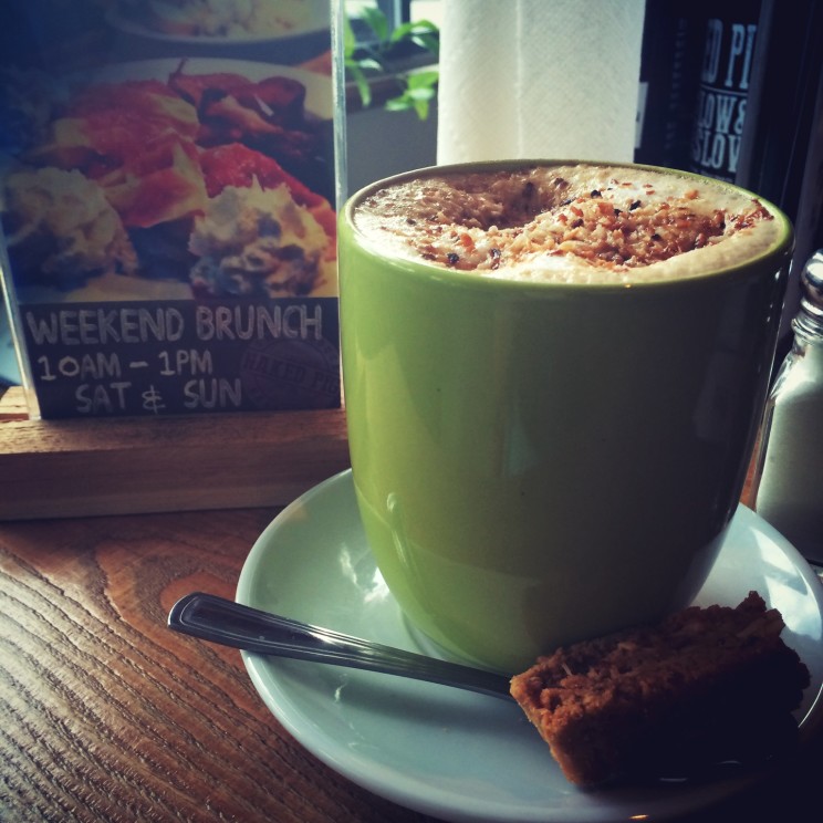 Coconut Latte Beautifully Fresh and Hot and for you by The Naked Pig Barbecue & Smokehouse Restaurant, Downtown Vernon BC