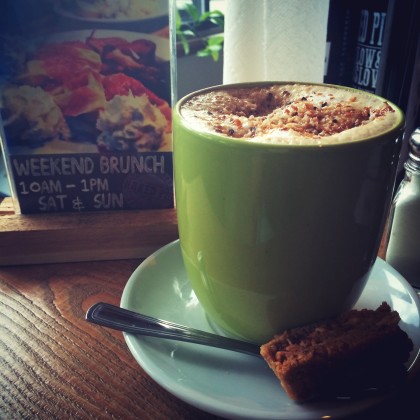 Coconut Latte Beautifully Fresh and Hot and for you by The Naked Pig Barbecue & Smokehouse Restaurant, Downtown Vernon BC